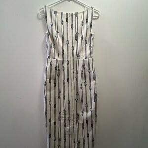 Elegant White and Black Striped Dress